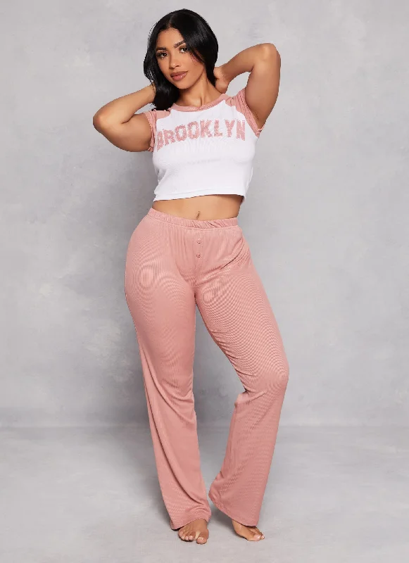 Ribbed Brooklyn Pajama Crop Top and Pants