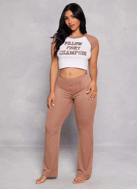 Pillow Fight Pajama Crop Top and Pants Set