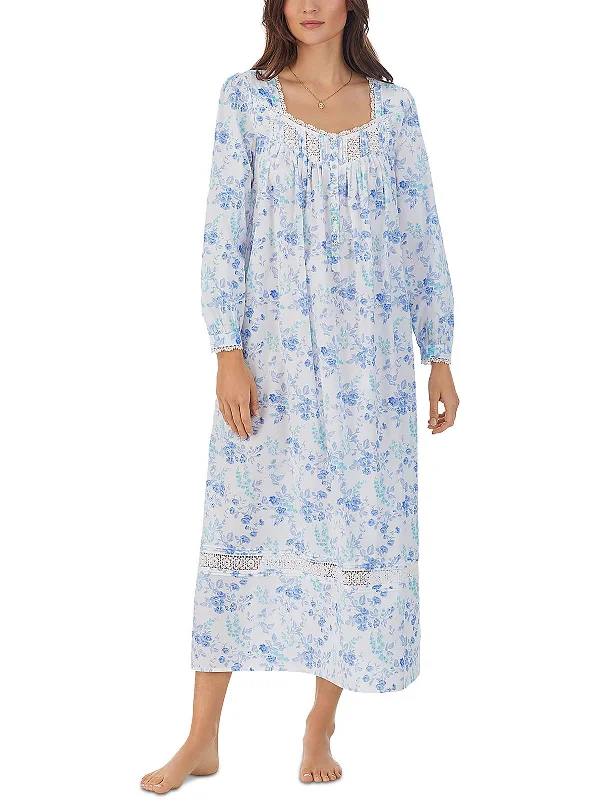 Womens Floral Print Long Nightgown