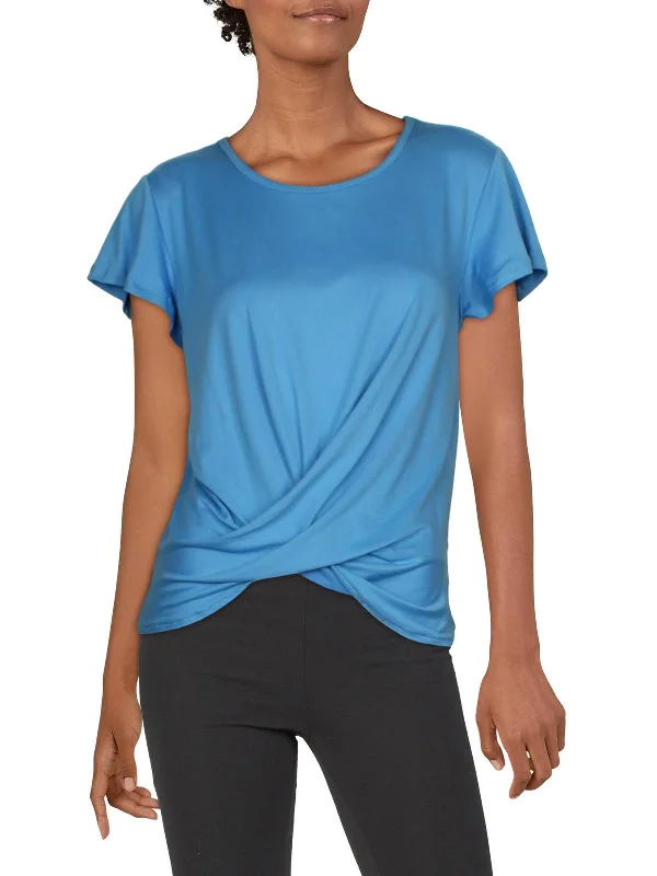 Womens Knot-Front Short Sleeve Sleep Tee