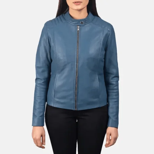 Womens Flashback Blue Biker Jacket