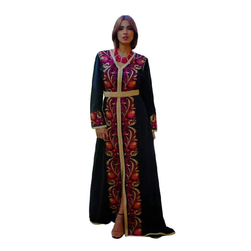 Embroidered black caftan