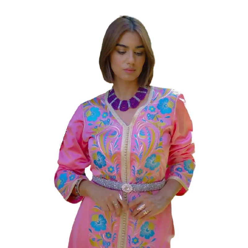 Embroidered Pink Kaftan