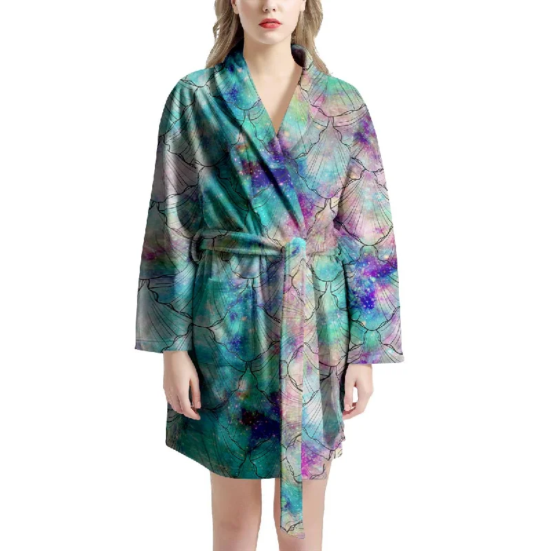 Mermaid Galaxy Print Women's Robe