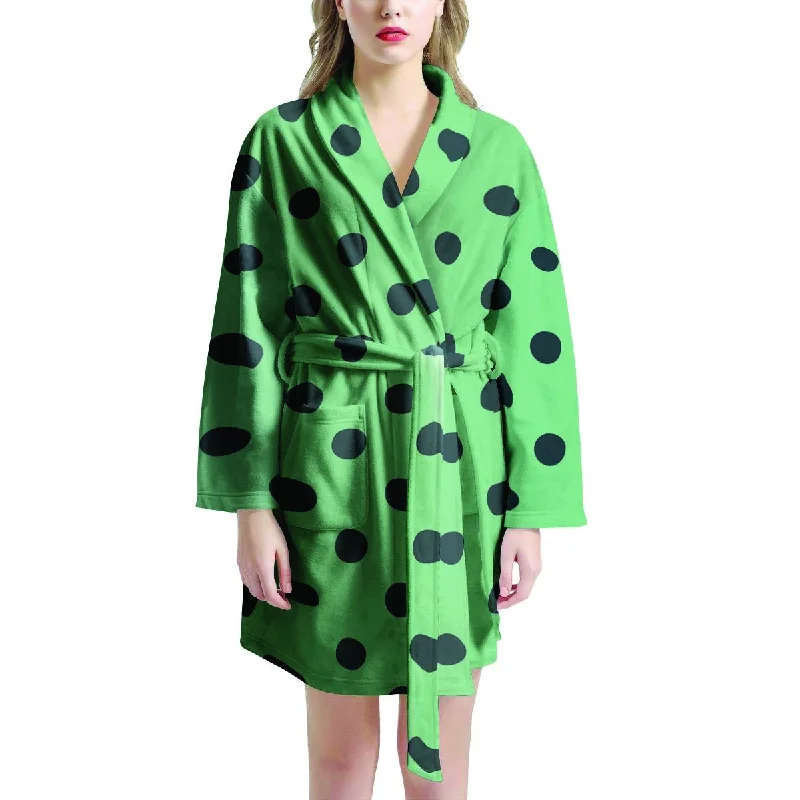 Mint And Green Polka Dot Women's Robe