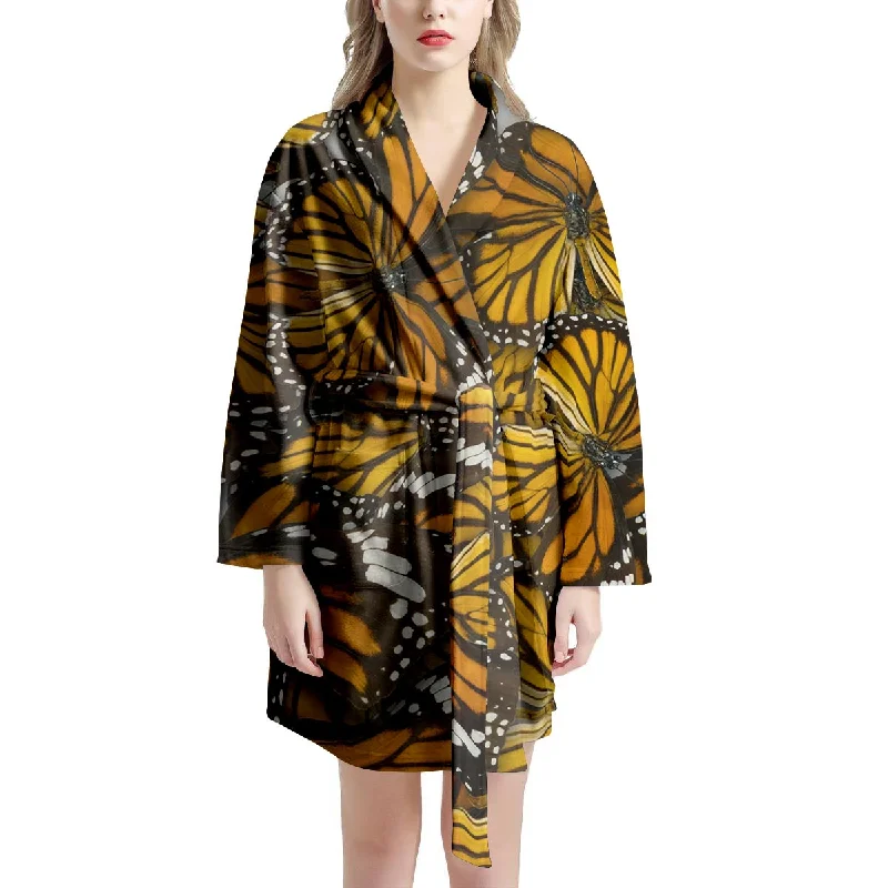 Monarch Butterfly Pattern Print Women's Robe