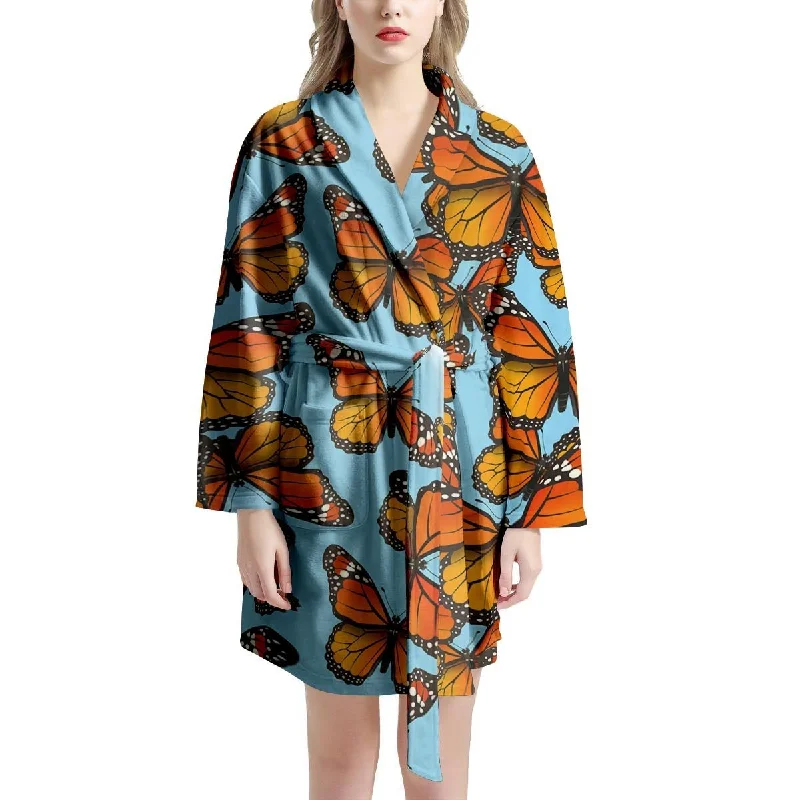 Monarch Butterfly Print Women's Robe