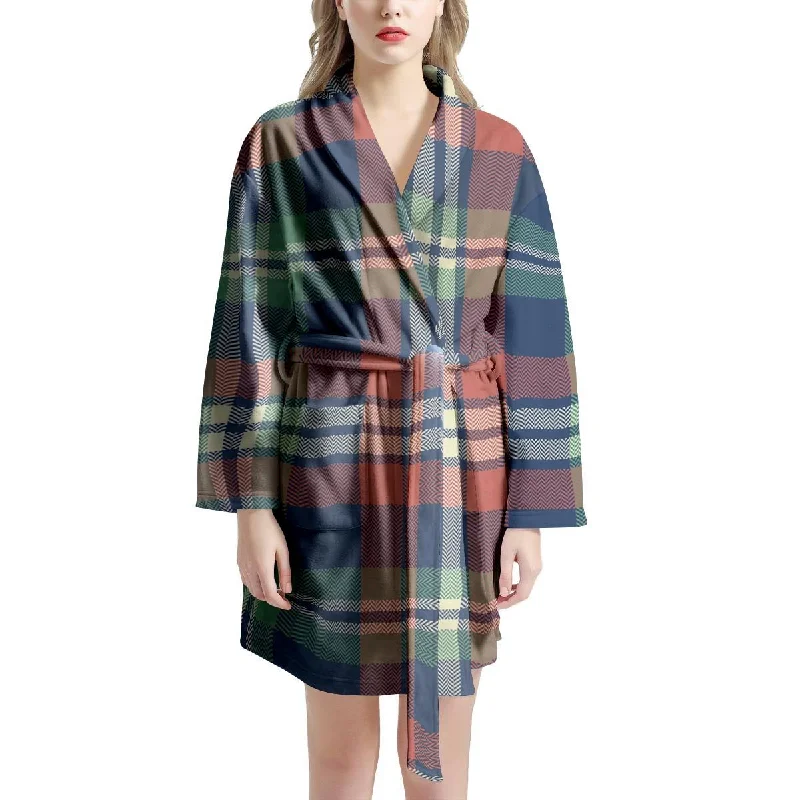 Multicolor Plaid Tartan Women's Robe