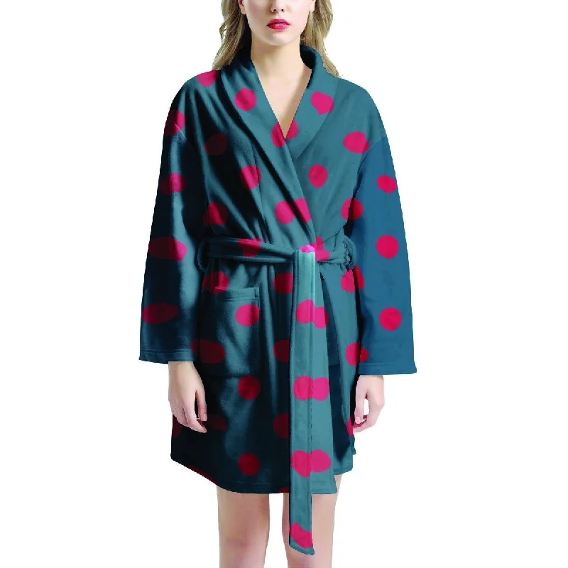 Navy Polka Dot Women's Robe