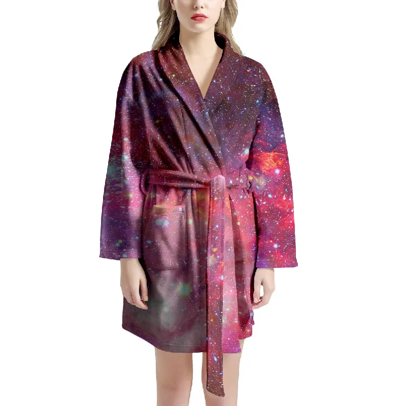 Nebula Red Galaxy Space Women's Robe