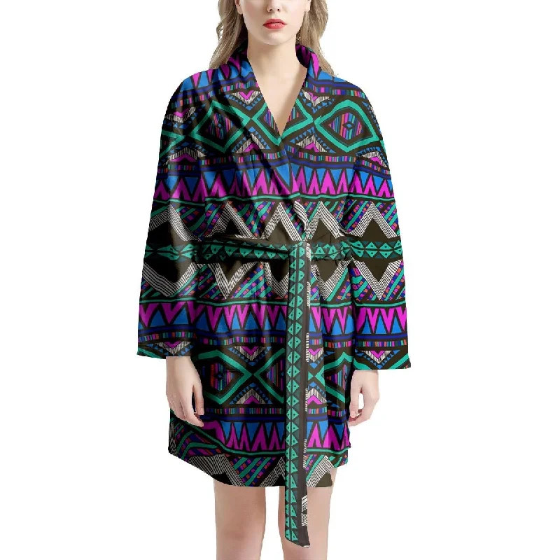 Neon Color Indian Aztec Trippy Women's Robe