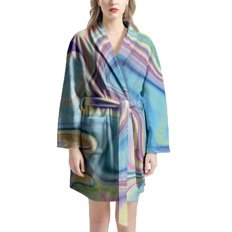 Neon Color Marble Women's Robe