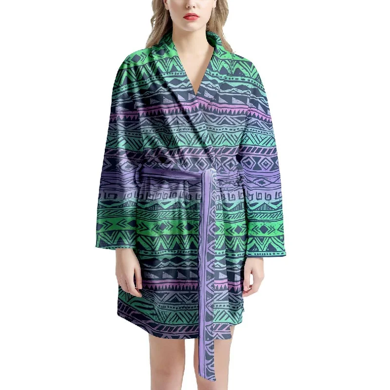 Neon Tribal Aztec Hand Drawn Women's Robe