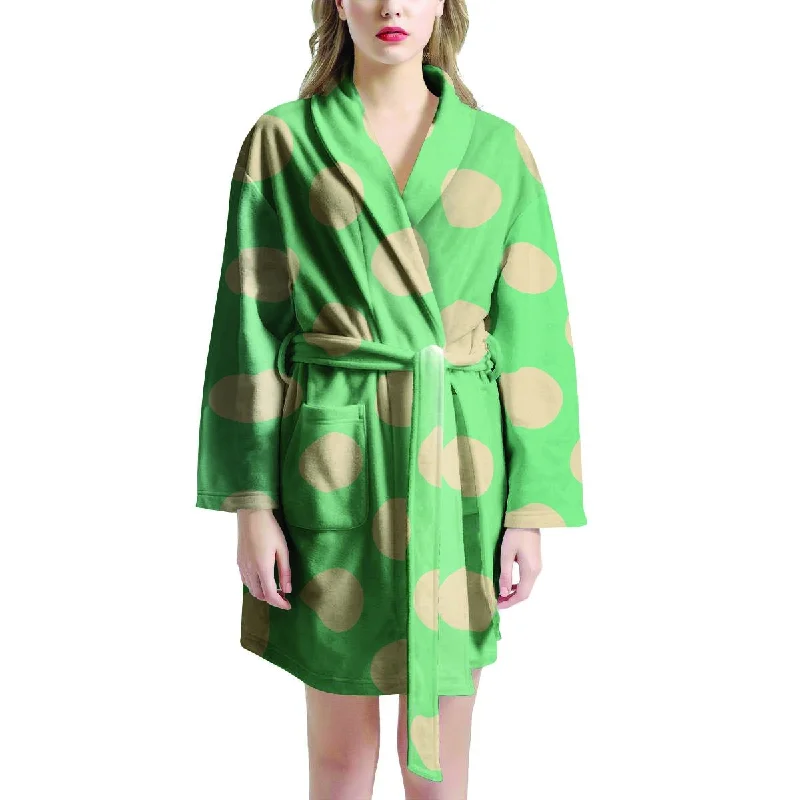 Pale Green Polka Dot Women's Robe