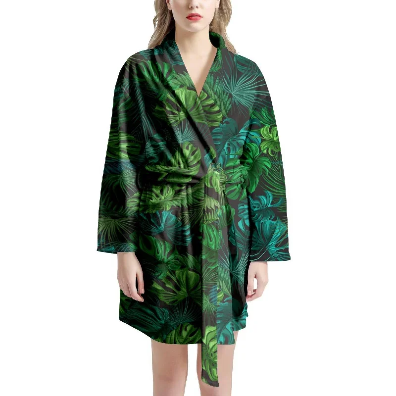 Palm Leaf Tropical Print Women's Robe