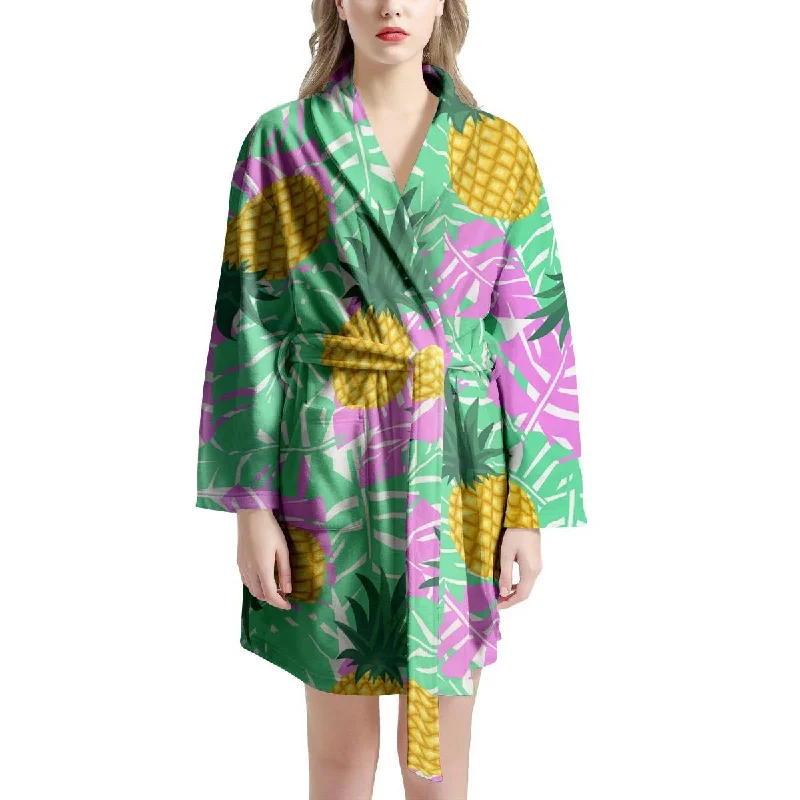 Pineapple Print Women's Robe