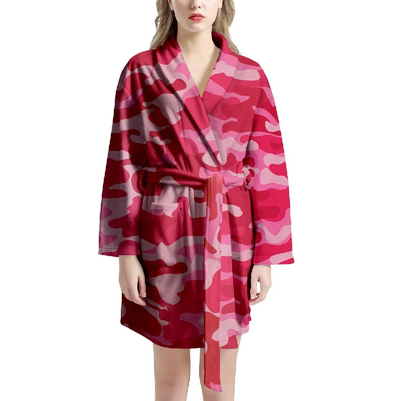 Pink Camo Print Women's Robe