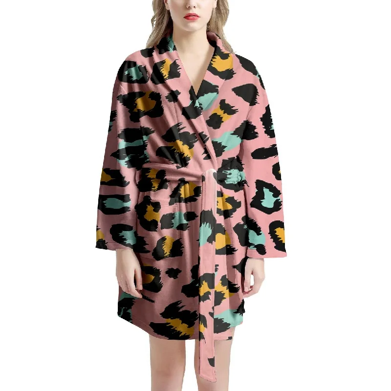 Pink Cheetah Print Women's Robe