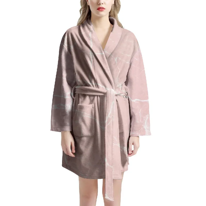 Pink Cracked Marble Women's Robe