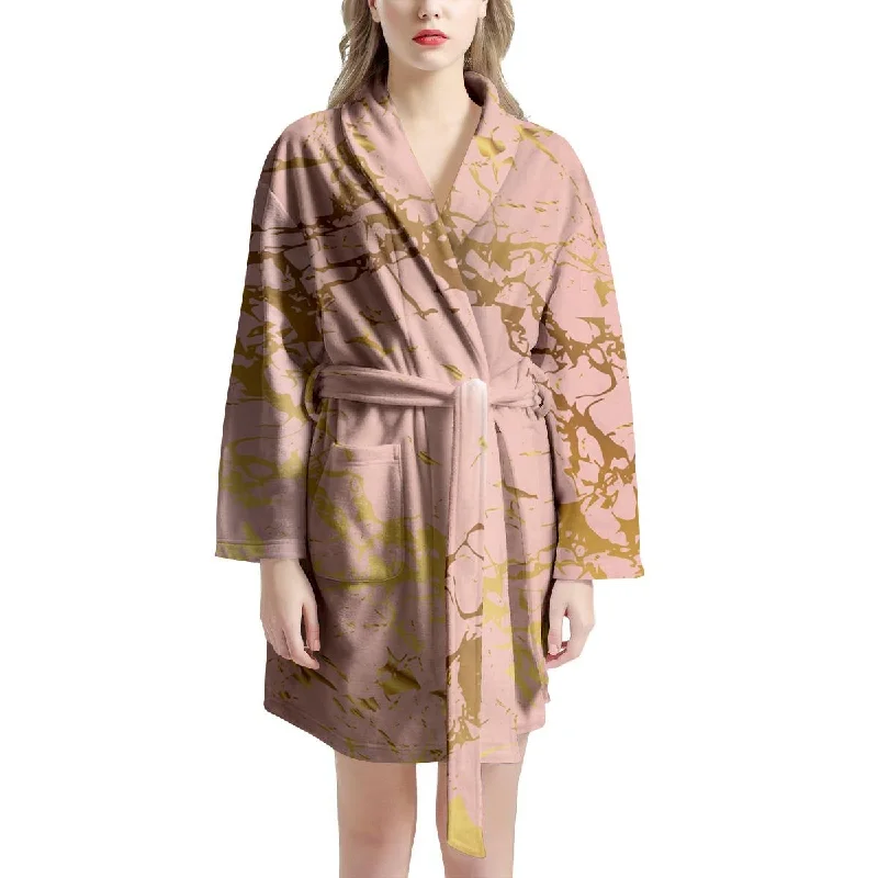 Pink Gold Marble Women's Robe