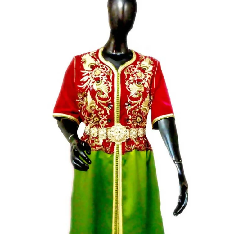 Red & Green Moroccan Kaftan