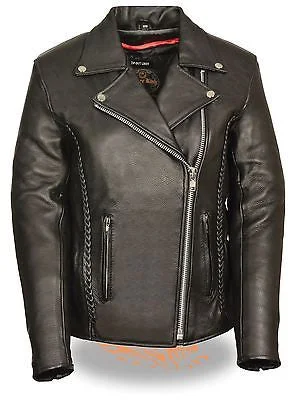 WOMEN'S MOTORCYCLE MC STYLE WITH BRAID & STUD BACK DETAILING W/2 GUN POCKETS