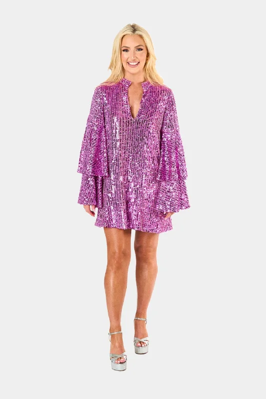 Gayle Long Sleeve Mini Dress - Grape