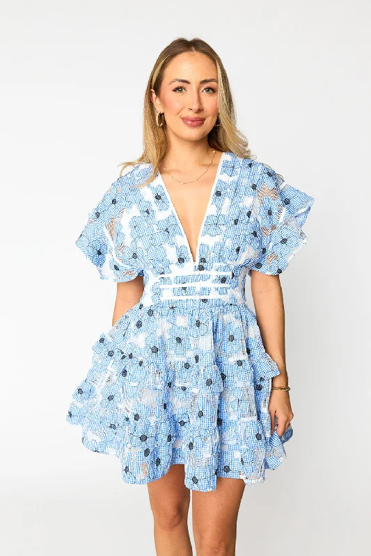 Jacey Tired Mini Dress - Blue Lagoon