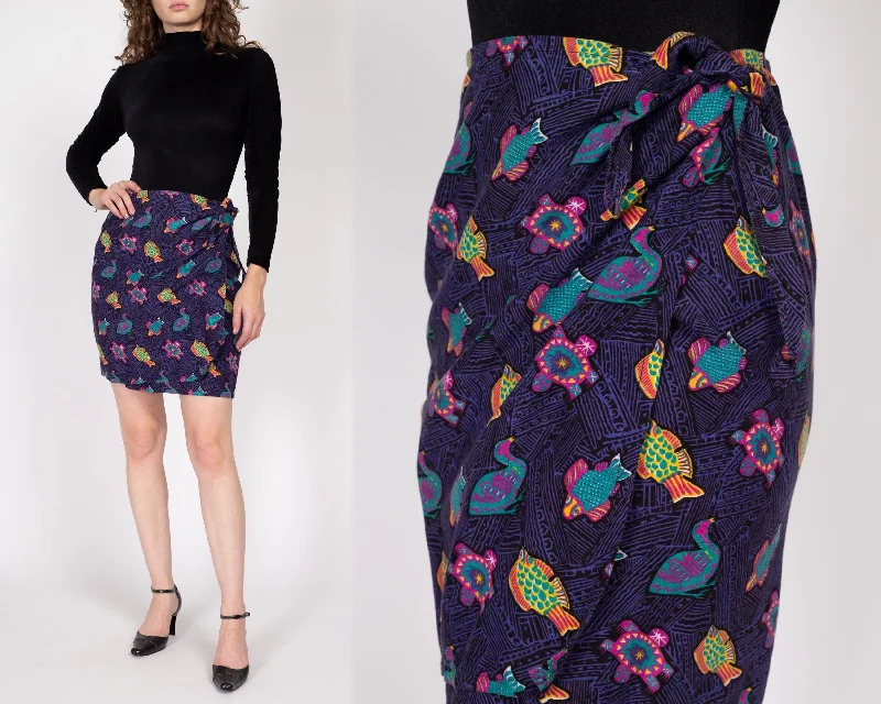 Med-Lrg 90s Tropical Fish & Turtle Print Mini Skirt