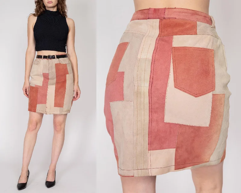 Medium Suede Patchwork Mini Skirt