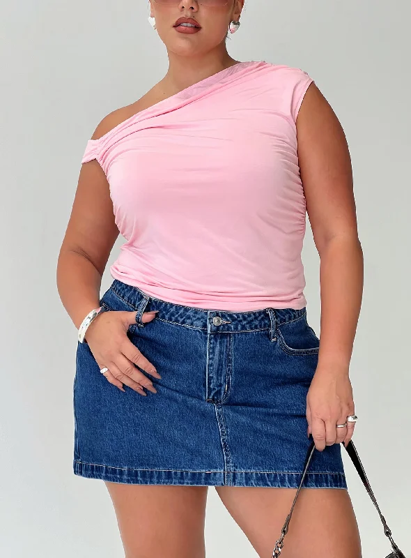 Nickei Denim Mini Skirt Mid Wash Curve