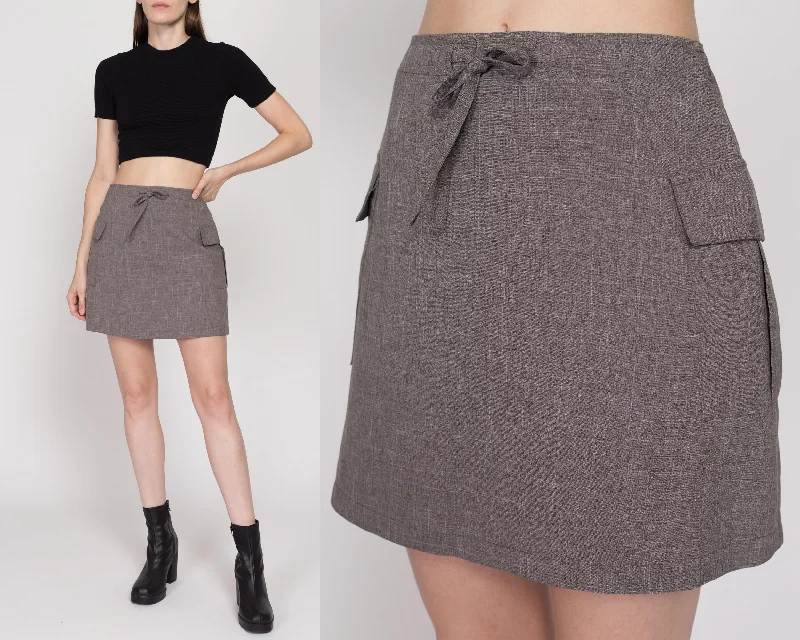 Small 90s Grey Cargo Pocket Mini Skirt 26"