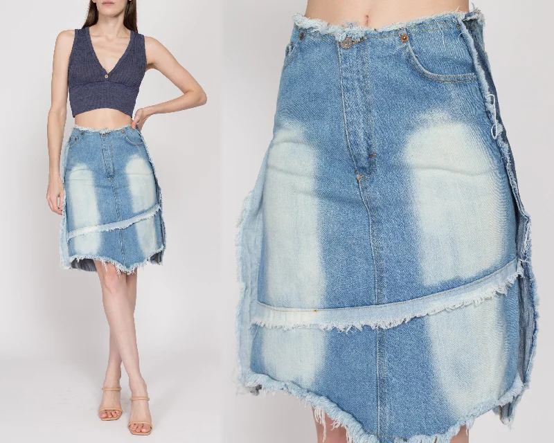 Small 90s Low Rise Distressed Jean Skirt