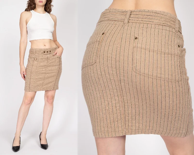 Small 90s Y2K Pinstriped Low Rise Mini Skirt