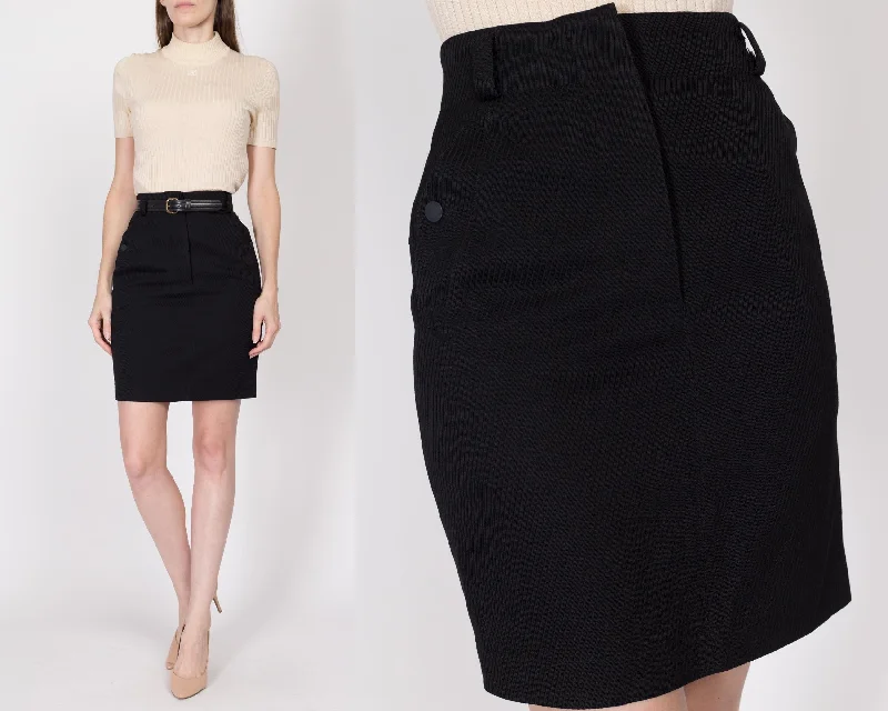 XS 90s Azzedine Alaia Paris Black Mini Pencil Skirt 24.5"