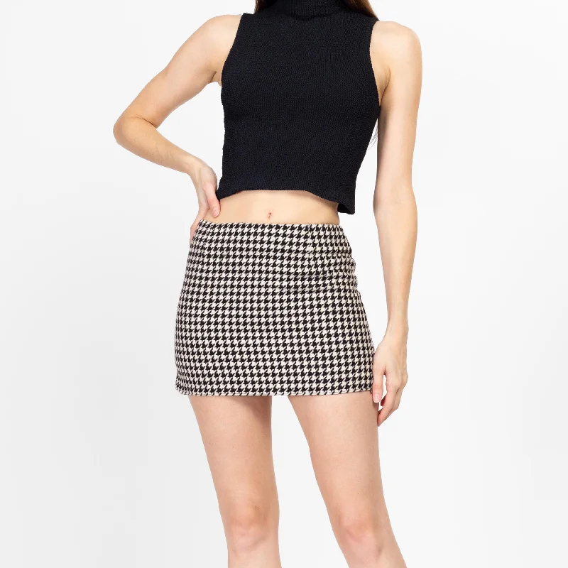 XS Y2K Black & White Houndstooth Low Rise Mini Skirt