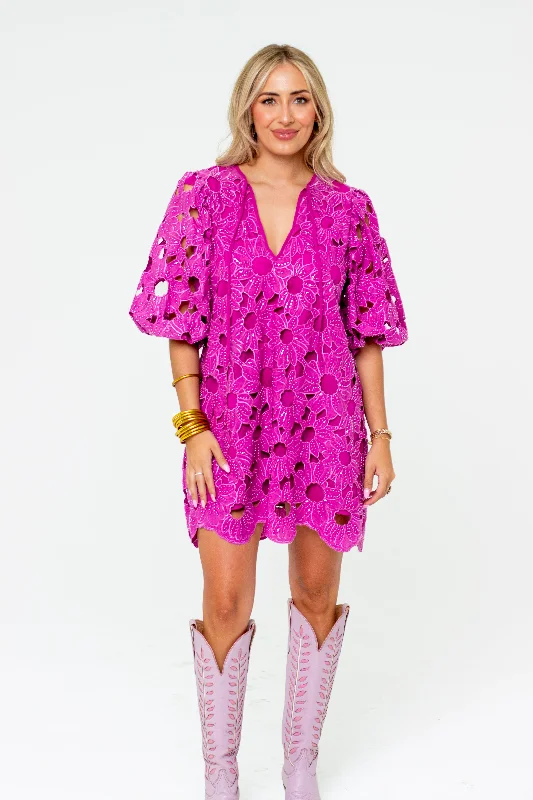 Deb Lace Mini Dress - Pink Harvest