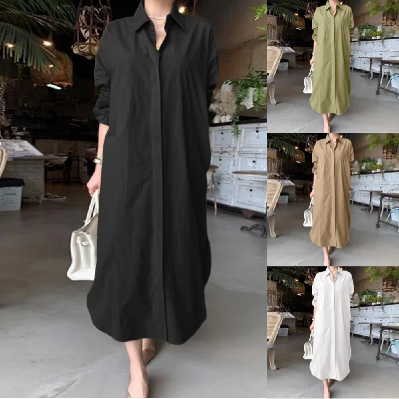 Black Fold Over Collar Side Pocket Maxi Dress