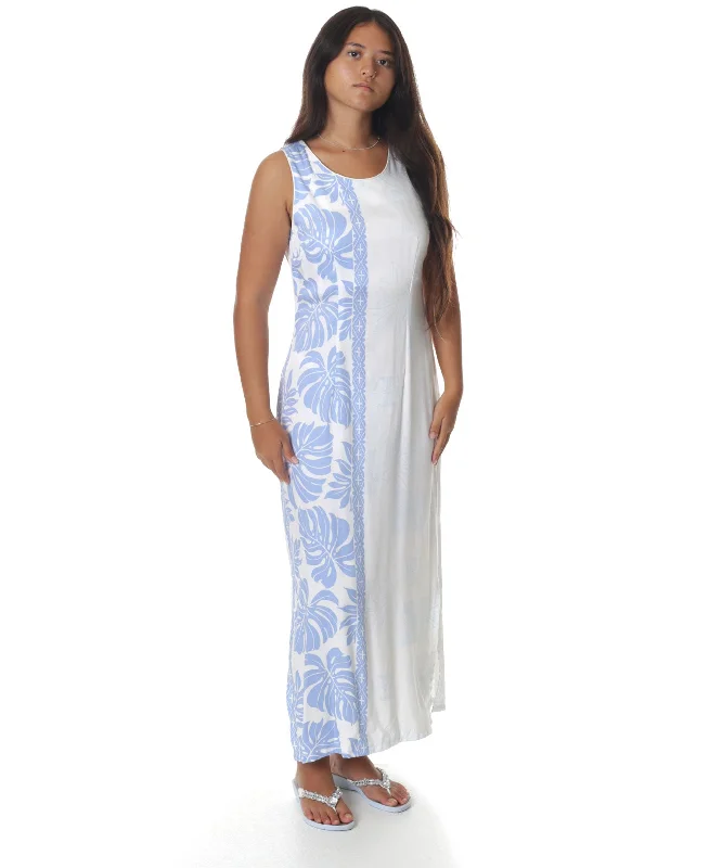 Prince Kuhio Long Maxi Dress White Blue