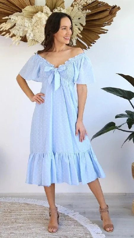 Salty Bright S0625 Cornflour Blue Cotton Long Dress