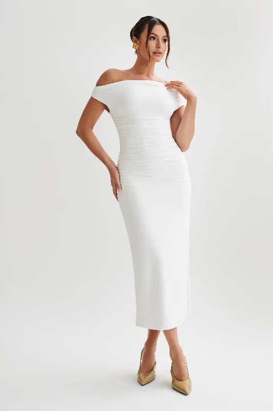 Alayna Recycled Nylon Midi Dress - White