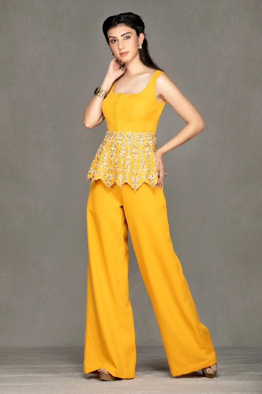 Mustard Yellow peplum with Pants