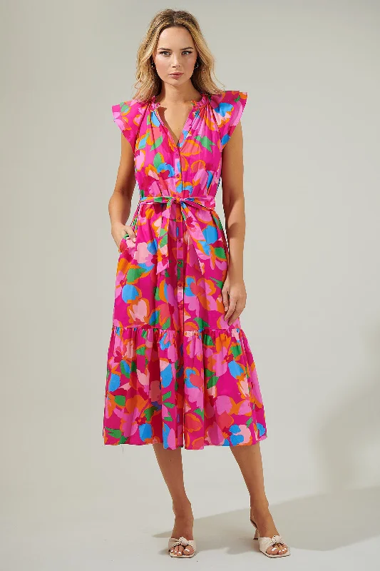 Daphne Floral Charlotte Button Midi Dress