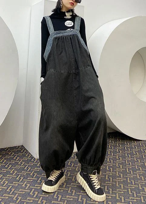 Denim overalls 2024 new fashion plus size casual nine-point lantern pants female summer jumpsuit