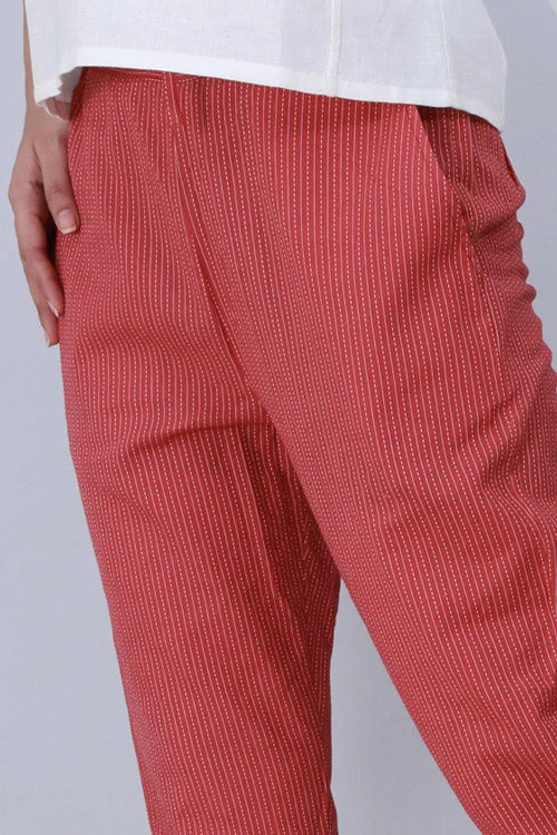 Dharan 'Coral Narrow Pant' Coral Woven Pants