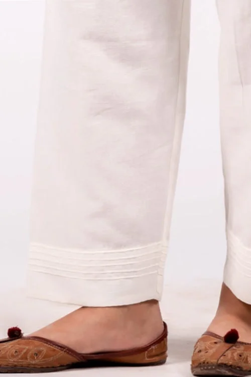 Dharan 'Linen Straight Pants' White Straight Pants