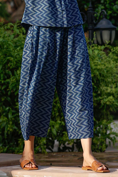 Dharan "Nova Pants" Indigo Block Printed Pants