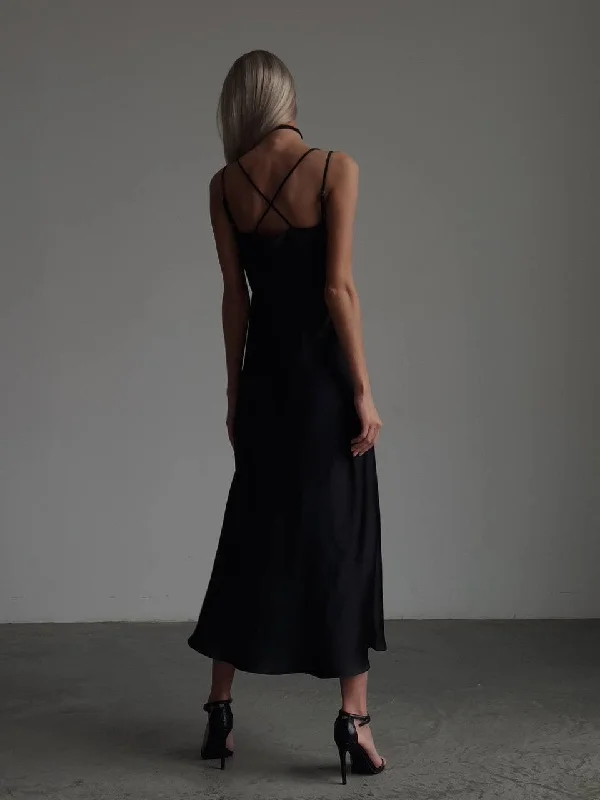 Elegant Black Midi Dress