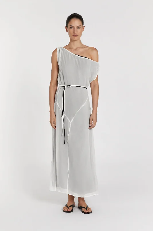 MIA OFF WHITE PANELLED MIDI DRESS