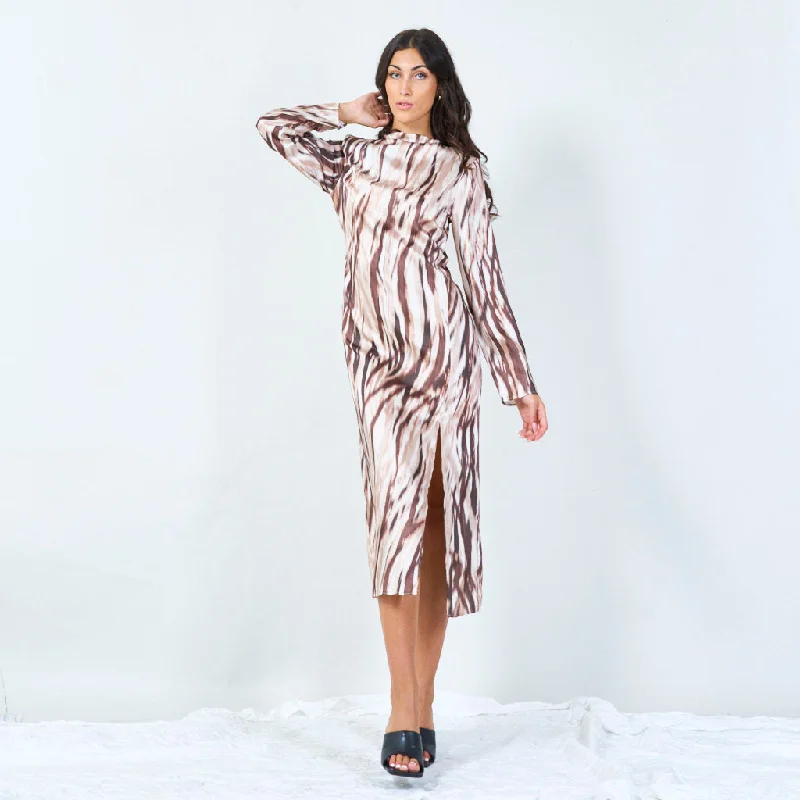 Midi dress with abstract animal print wholesale